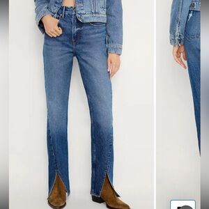 Good American Indigo 713 Split Hem Denim Jeans